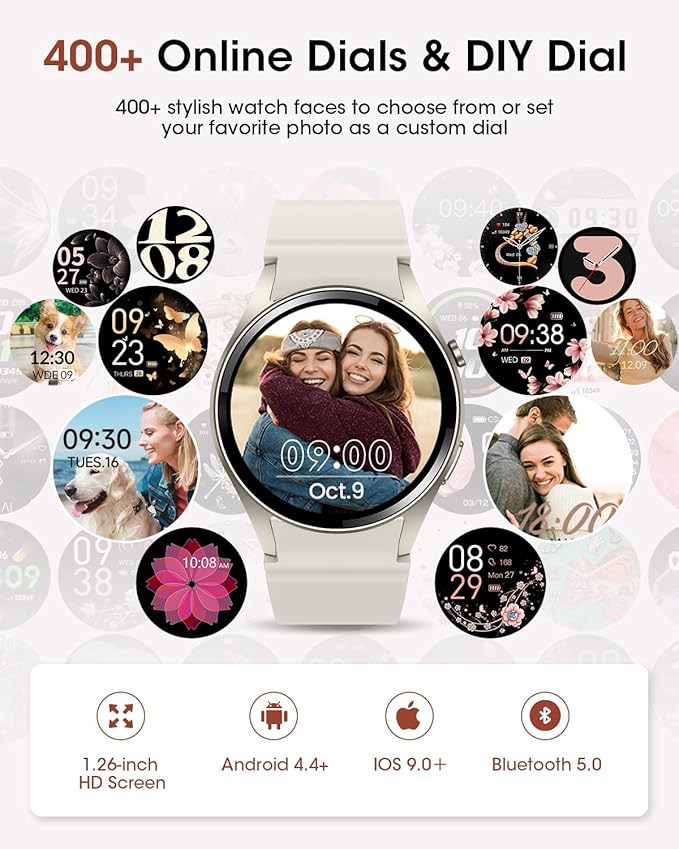 Smart Watches for Women/Men (Make/Answer Calls), Round Watch with Heart Rate/SpO2/Sleep Monitor, Health Tracker, 110+ Sport Modes Fitness Tracker Watch, Smartwatch for Android and iPhone with SMS
