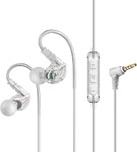 MEE Audio M6 Sport Wired Earbuds, in Ear Headphones, 3-Button Remote, Sweatproof Earphones for Running/Gym/Workouts with Memory Wire Earhooks, Headset Microphone, 3.5mm Jack Plug (Clear) - Image 1