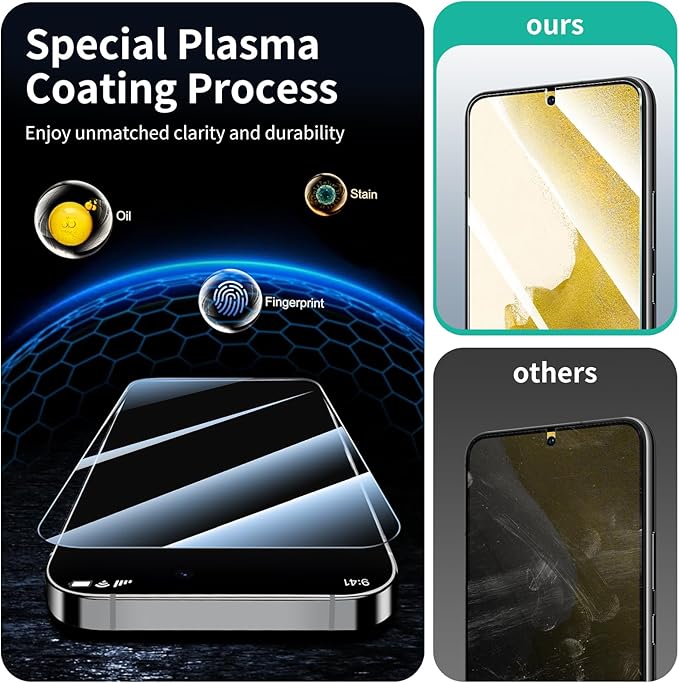 2*Screen Protector and 2*Camera Lens Protector for Samsung Galaxy S22 with a Installation Alignment Aid, Double Shatterproof HD Tempered Glass Film, [9H Hardness][Anti-Scratch]