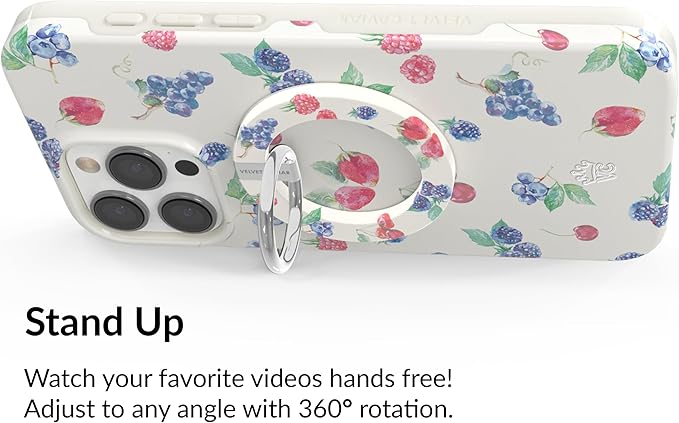 VELVET CAVIAR Compatible with MagSafe Phone Grip - Magnetic Ring Holder with Adjustable Stand - Removable MagSafe Accessories for iPhone 16, 15, 14, 13, 12 (Berry Baby)