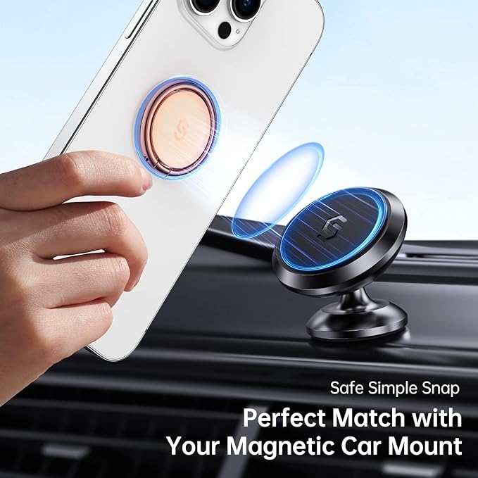 Syncwire Cell Phone Ring Holder Stand, 360 Degree Rotation Finger Ring Kickstand Polished Metal Phone Grip for Magnetic Car Mount