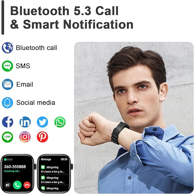 Smart Fitness Tracker Watch with Heart Rate Monitor, Activity Tracker with Pedometer, Sleep Monitor, Calories & Step Counter, Waterproof Smart Watch for Women Men Fitness Watch for Sports (Black)