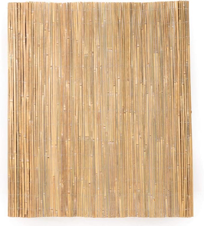 Mininfa Natural Bamboo Slat Screening, Eco-Friendly Privacy Slat Fence, Bamboo Screen Panel Roll for Balcony or as Wind and Sight Protection (1.2m x 4m)