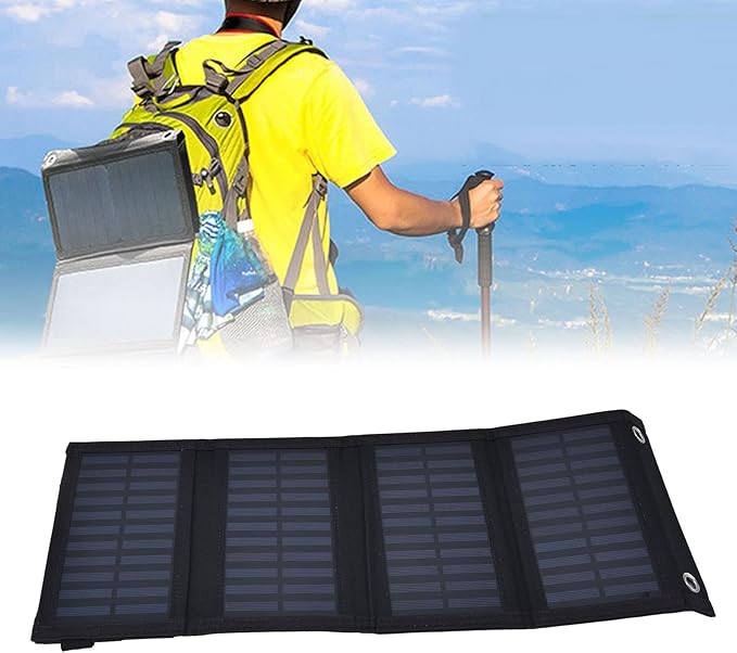 Plplaaoo 20W Folding Solar Panel – Portable Solar Charger for Camping and Hiking with USB Output, Lightweight Solar Panel for Phone & USB Devices, 2A Fast Charge, for Outdoor Travel & Emergency Use