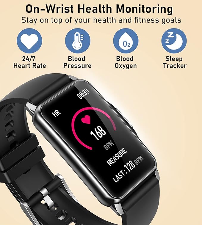 Fitness Tracker Smart Watch with 24/7 Heart Rate Blood Pressure Blood Oxygen Sleep Monitor115 Sports Modes Step Calorie Counter Pedometer IP68 Waterproof for Android and iPhone