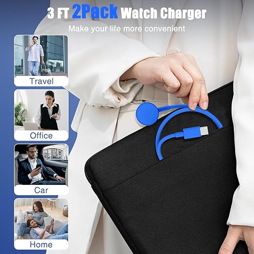 2Pack for Apple Watch Charger USB C Magnetic iWatch Charger Cable Fast Charging Cord Compatible with Watch Ultra2 Ultra Series 9 8 7 6 SE SE2 5 4 3 2 1-3FT(1M) Blue