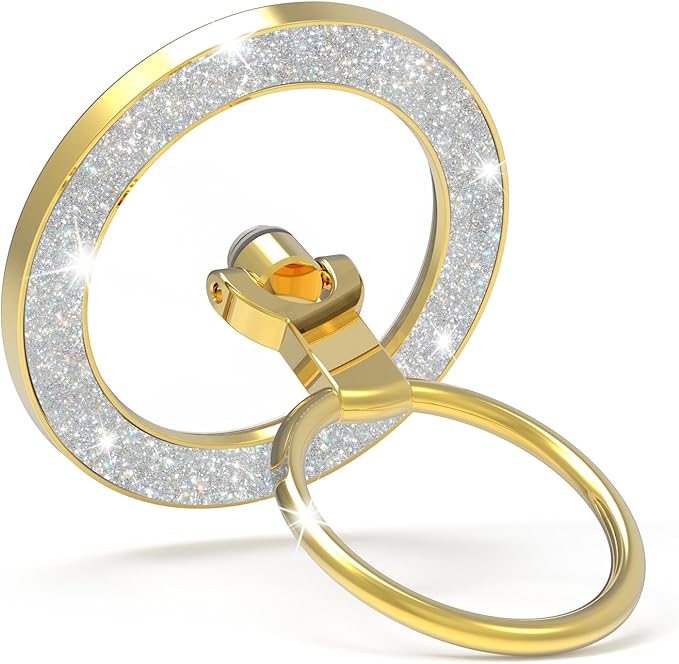 for MagSafe Phone Grip Stand, Magnetic Phone Ring Holder for MagSafe, Magnetic Ring Holder for iPhone. (Glitter Gold)