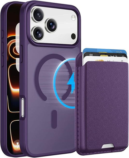Magnetic for iPhone 17 Pro Max Case with Detachable Wallet, Compatible with MagSafe, Credit Card Holder with Slim Shockproof Protective Phone Cover, Purple