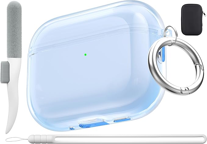 Valkit for Airpods Pro 3 Case Clear with Cleaner Kit | Soft TPU Airpods Pro 3 Generation Case | Protective Cover Shockproof | iPods Pro 3 Cases | for Air pods Pro Gen 3 2025(Clear Blue)