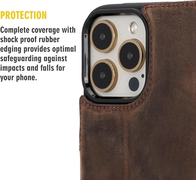 BLACKBROOK Case for iPhone 15 Pro Leather Case with Wallet, Carter Premium Leather Magnetic 2-in-1 Set for MagSafe Wallet Case with RFID, Cash, ID & 4 Card Slots, Compatible with iPhone 15 Pro