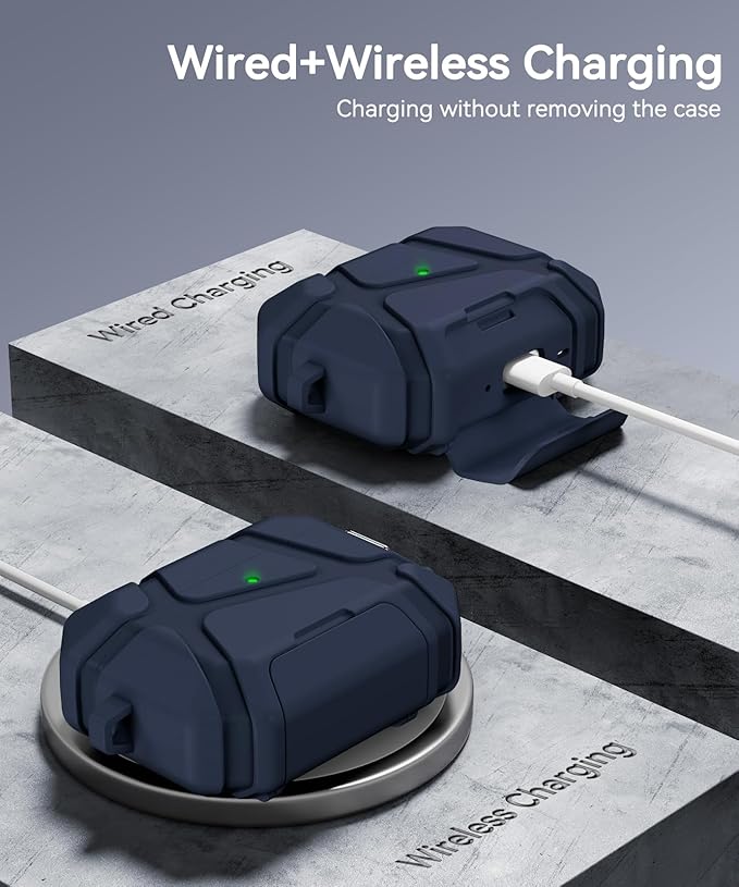 for AirPods Pro 3rd Case (2025 New),Secure Lock & Phone Stand Design Compatible with Airpods Pro 3 Generation Cover with Cleaner Kit-Blue