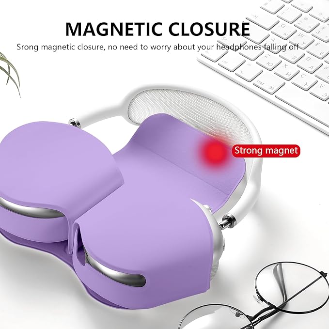 for Apple Airpods Max Case,Headphones Protective Case for AirPod Max Supports Sleep Mode, Anti-Scratch and Anti-Dust,Airpod Pro Max by PU Leather,Purple 2