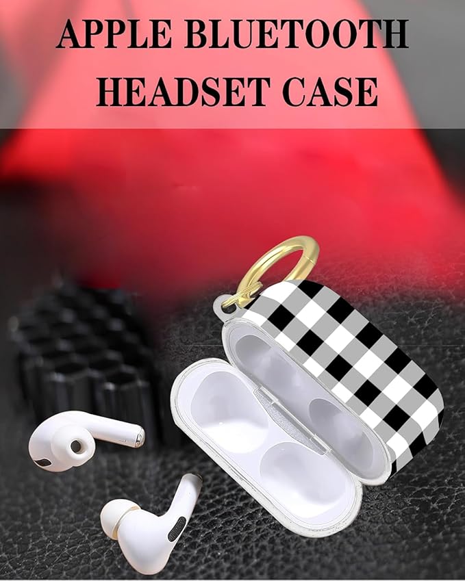 Compatible with Airpod Pro 2nd/1st Generation,Full Protection Cover for Women,Accessories Hard Case Portable & Shockproof for Airpod Pro 2nd Charging Case 2023/2022/2019(Black White Checkered Plaid)