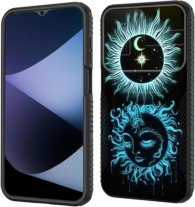 for Galaxy A15 5G Case Built in Slide Camera Lens Cover,Heavy Duty Shockproof Protection Dual Layer Case for Samsung Galaxy A15 5G 6.5 inch 2024,Sun Moon
