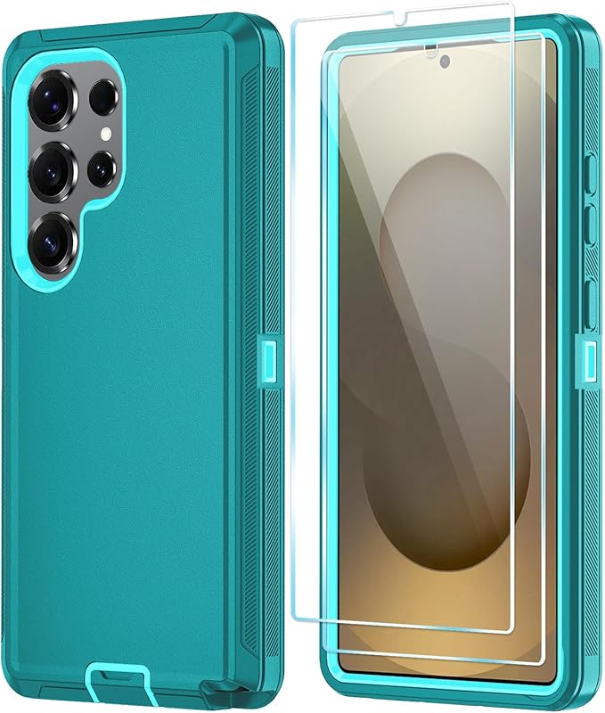ONOLA Phone Case for Samsung Galaxy S25 Ultra Case with HD Screen Protector, Heavy Duty Shockproof & Dropproof 3-Layer Cover Phone Case for Galaxy S25 Ultra 6.9''，LakeSkyBlue