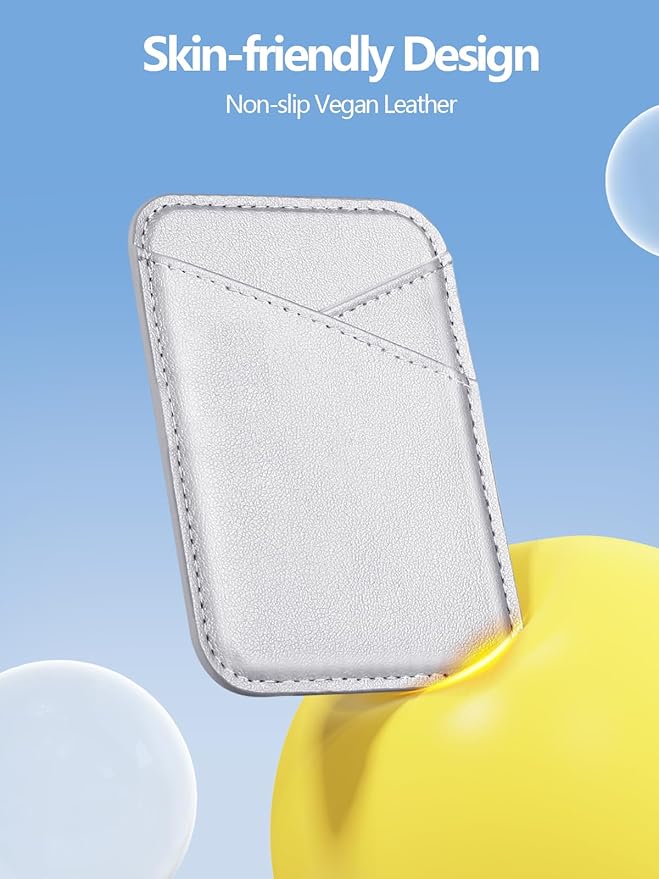 Miroddi for MagSafe Wallet, Strongest Magnetic Card Holder for iPhone 17/16/15/14/13/12 Series, Ultra-Thin Leather Magnetic Phone Wallet with 2 Card Slots, RFID Blocking, No More Falling, Gray