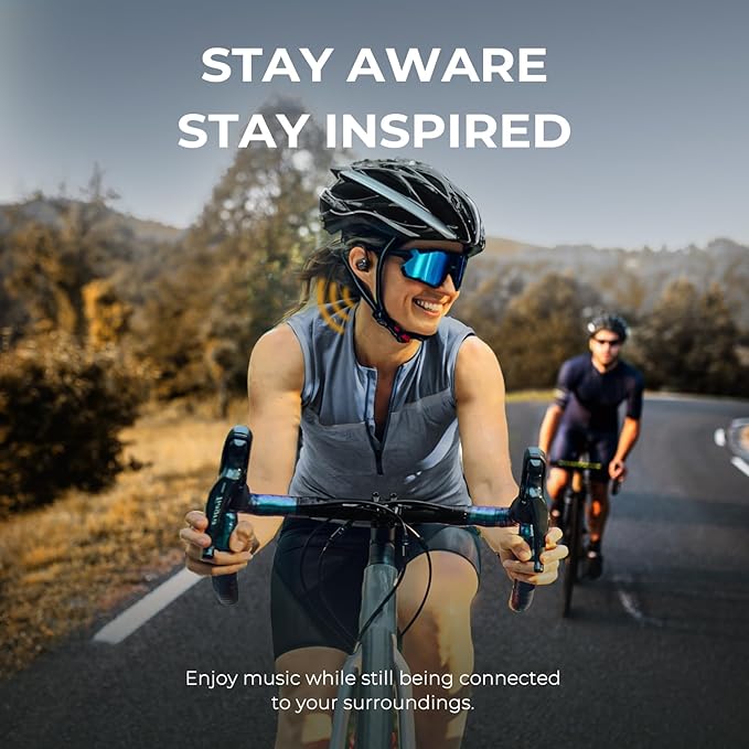 JOYWISE True Bone Conduction Headphones, Bluetooth 5.4 Wireless Open Ear Earbuds, IP68 Waterproof, 30 Hours Playtime, Black, Ultra Lightweight Design for Running, Cycling, Outdoor Activities