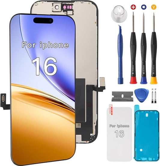 for iPhone 16 Screen Replacement Kit Full Assembly 6.1 inch,3D Touch LCD Display for A3287、A3288、A3081、A3286 Digitizer Screen and Repair Tools Kit