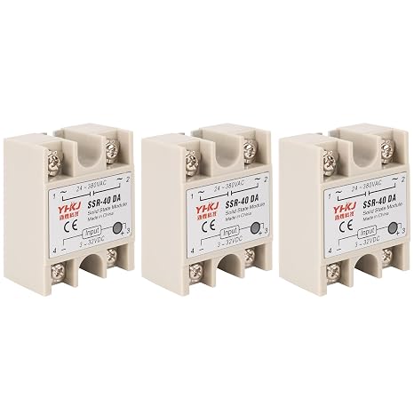 BlueStars 3-Pack SSR-40DA 40A Solid State Relay DC 3-32V to AC 24-380V