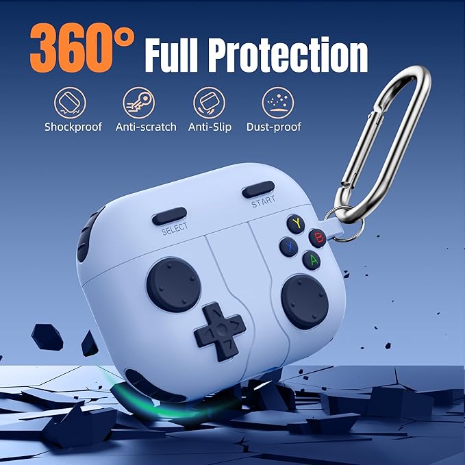 Game Case for AirPods Pro 3 Case 2025, Shockproof Silicone Cover for Apple AirPods Pro 3, Skin-Friendly, Anti-Fingerprint, with Cleaner Kit & Keychain – Durable Case for Women Men– Lilac