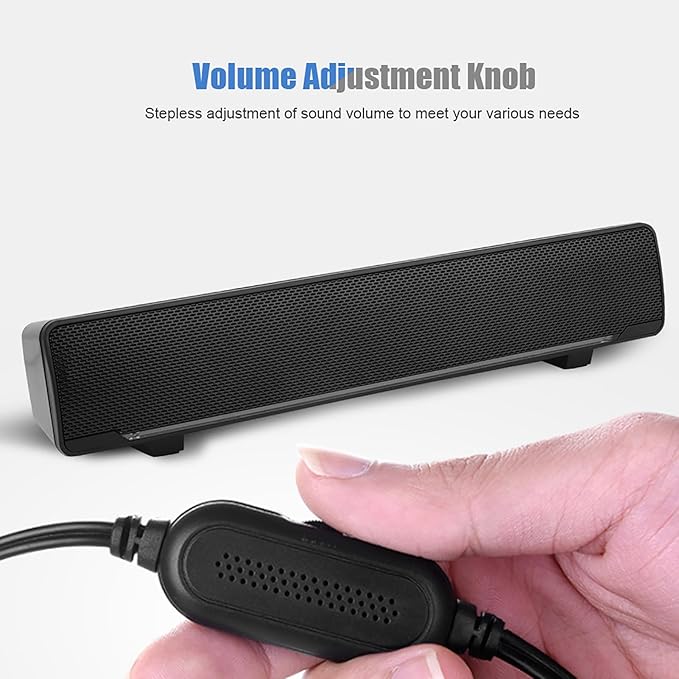 Yosoo Sound, PC Soundbar Portable Soundbar Soundbar Sound for Smart Tv Speakers for Tv with 3.5mm Input Soundbar Music Player Bass Surround Sound Box (Black)