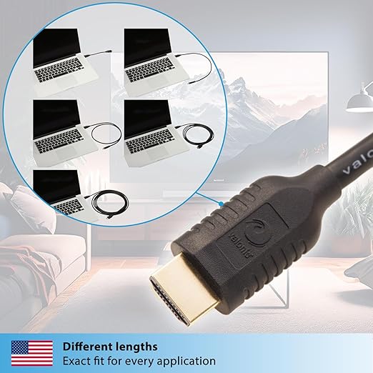 valonic HDMI Cable - 10 ft, 4k, Full HD, ARC, high Speed, Ultra HD, ethernet - for TV, PS4, Xbox, 30 AWG, Black