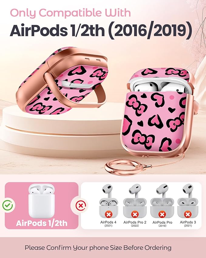 Coralogo for AirPods 2/1 Case with Safety Lock - Cute Cartoon for AirPods 1st/2nd Generation for Women Girls Fashion Stylish Leopard Pattern Design Kawaii Girly Girlish Hard Protective Cover