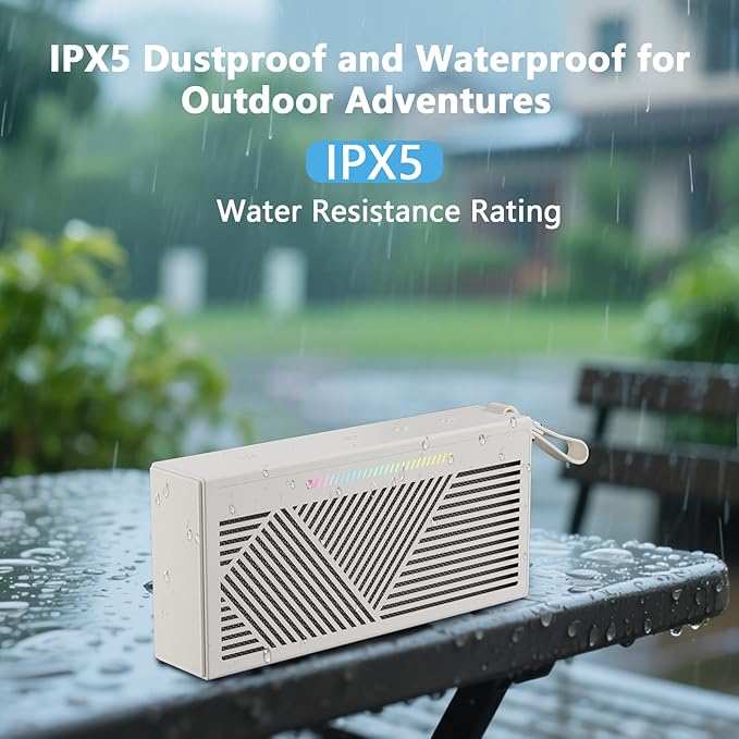 Bluetooth Speaker, Portable Wireless Bluetooth Speakers with HD Sound, IPX5 Waterproof Speaker with RGB LED Lights, Bluetooth5.3, TWS Pairing, Long Playtime, for Home/Party/Outdoor/Beach/Bathroom