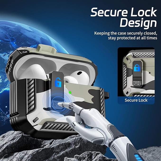 for AirPods Pro 3 Case (2025 New), Secure Lock Cases Cover with Cleaning Kit & Keychain Compatible with Airpods Pro 3rd Generation Case for Men Women, Powerful Drop Protection