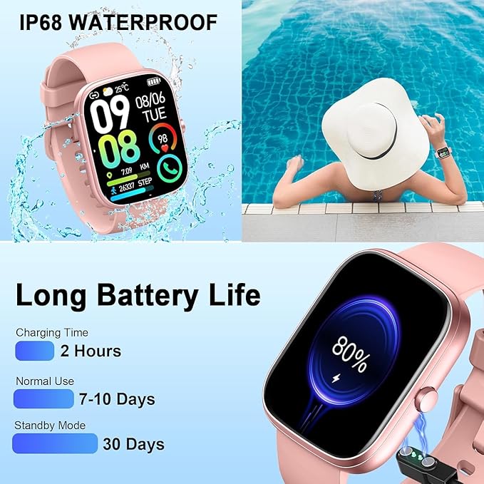Smart Watch 2026 NEW 1.91" Smartwatch for Men Women(Answer/Make Call),Fitness Watch with 110+ Sport Modes, Reloj Inteligente with Sleep Monitor/Heart Rate/Step/Calories/IP68,for Android iOS, Gold Pink