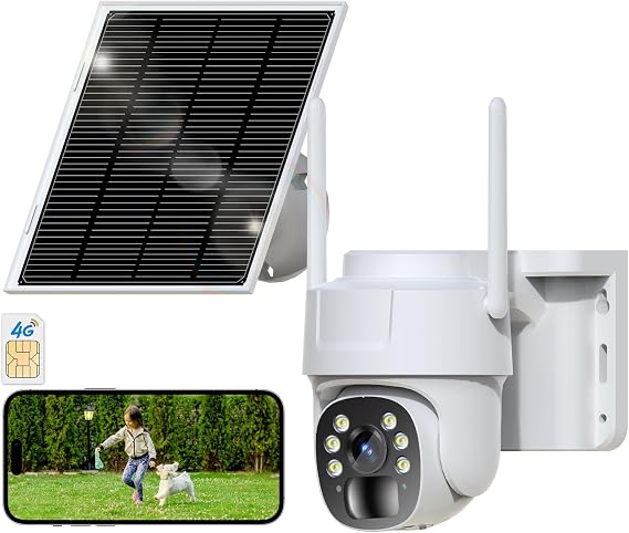 4G LTE Cellular Security Camera, Wireless Solar Powered No WiFi Needed Outdoor Camera Built-in SIM Card,Pan Tilt, 2K HD Night Vision,2-Way Talk,Motion Detection, Remote Access
