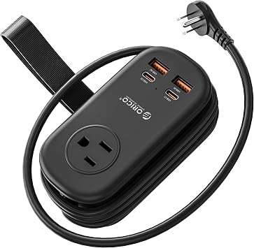 ORICO 65W GaN Travel Power Strip with 3 Outlets & 4 USB Ports (2 USB C)