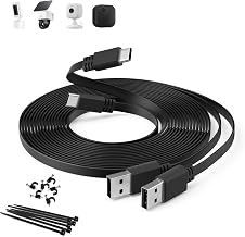 Itramax Flat USB A to USB C Security Camera Power Cable 20FT/6M 2Pack,Black