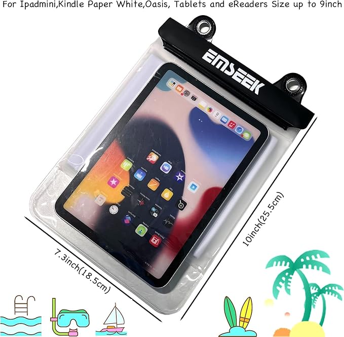 Floating Waterproof Tablet Case Dry Bag eReader Cover Waterproof Holder Pouch for iPad mini Galaxy Tab A S2 E Tab M8 ZenPad Fire HD 8 7 Kindle Paper White Oasis up to 9"