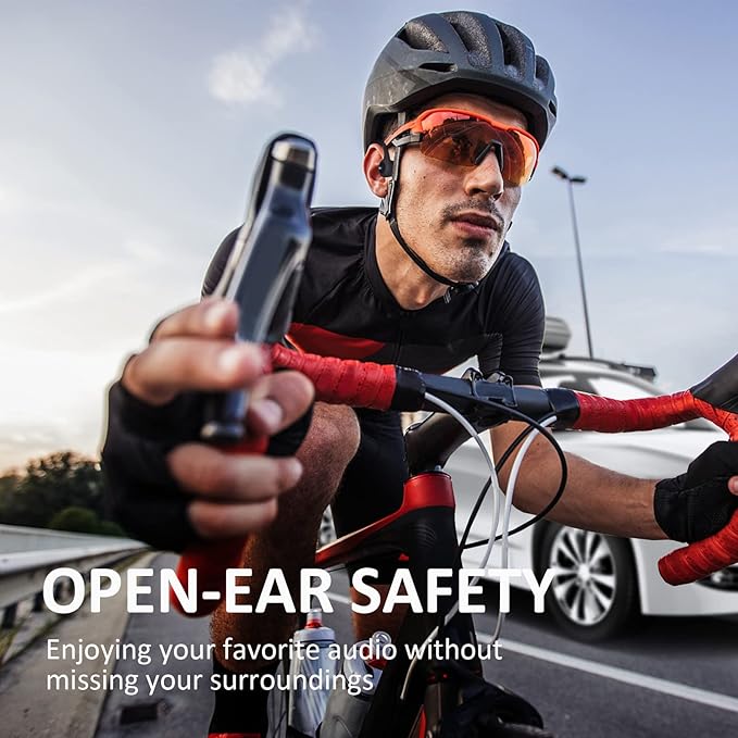 Bone Conduction Headphones - Open-Ear Headphones with MIC, Bluetooth 5.4, 20Hr Long Battery Life, IPX5 Waterproof for Sports Workouts Cycling Running Gym Hiking,Black