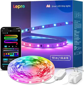 Lepro S1 AI Smart LED Strip Lights with IC 32.8FT 2.4G WiFi Bluetooth