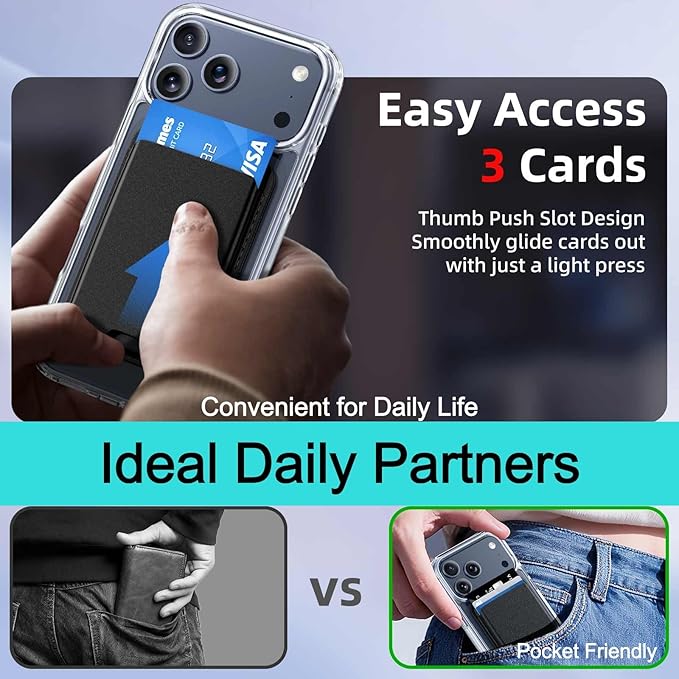 Magnetic for iPhone 17 Pro Max Clear Case with Black Detachable Wallet, Compatible with MagSafe, Credit Card Holder with Slim Shockproof Protective Phone Cover