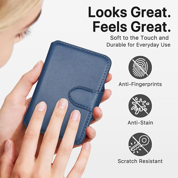 for MagSafe Wallet, Magnetic Phone Wallet RFID Blocking, Slim 5-8 Card Holder with Cash Slot & Clear ID Window, Minimalist Mag Safe Wallets for iPhone 17/16/15/14/13/12 Series, Navy Blue