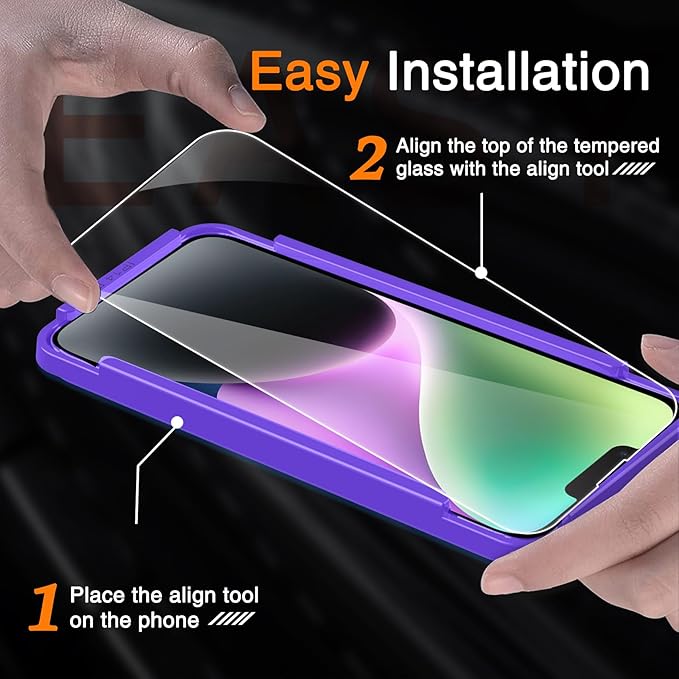 Wiaocit 3 Pack Tempered Glass Screen Protector for iPhone 14 Plus with 3 Pack Camera Lens Protector, 9H Hardness, Bubble Free, Case Friendly