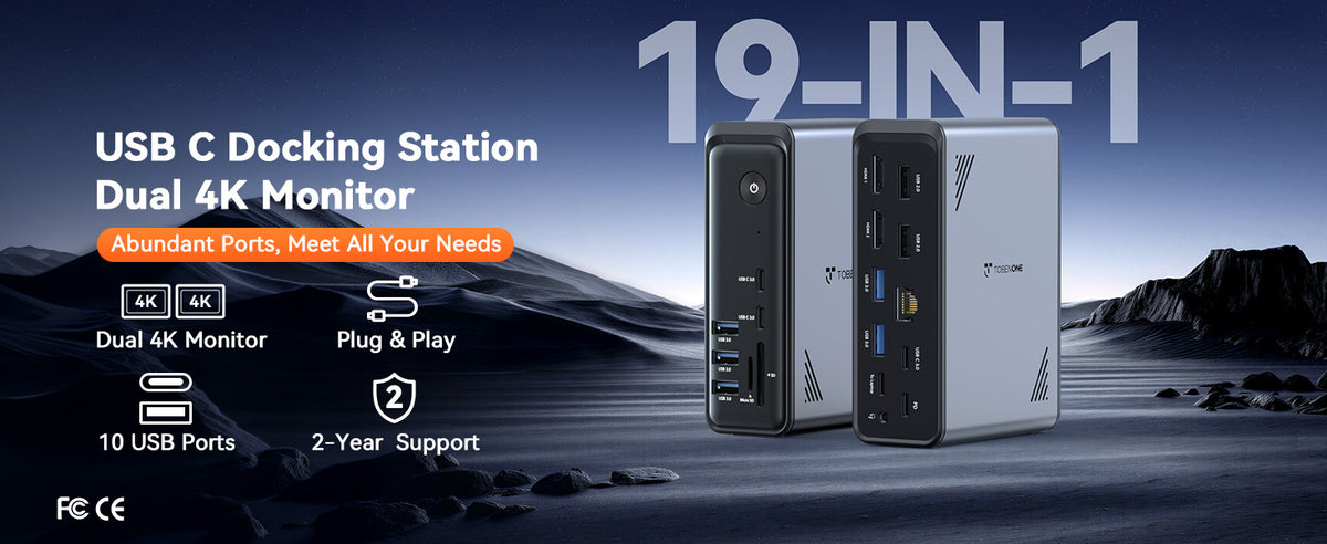 TobenONE 19-in-1 Laptop Docking Station Dual Monitor | USB Hubs - Image 8