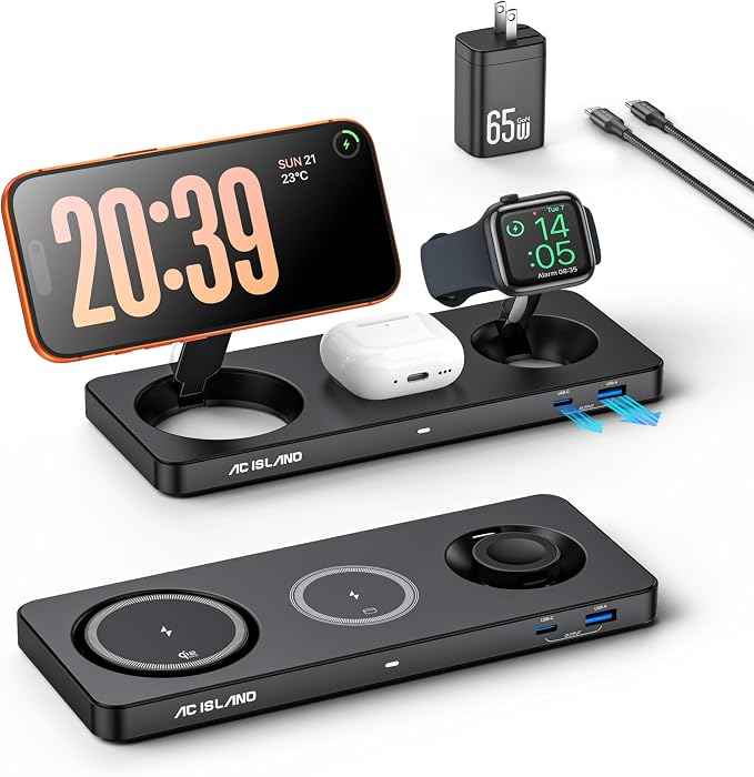 AC ISLAND 5-in-1 Wireless Charger for MagSafe, 25W Foldable Magnetic Stand - Image 8
