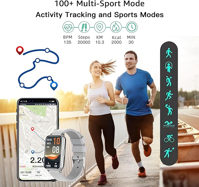 Smart Watch Fitness Tracker Make/Answer Calls for Women Men with Heart Rate Blood Oxygen Sleep Monitor Sports Modes Step Calorie Counter IP68 Waterproof for Android Phones and iPhone