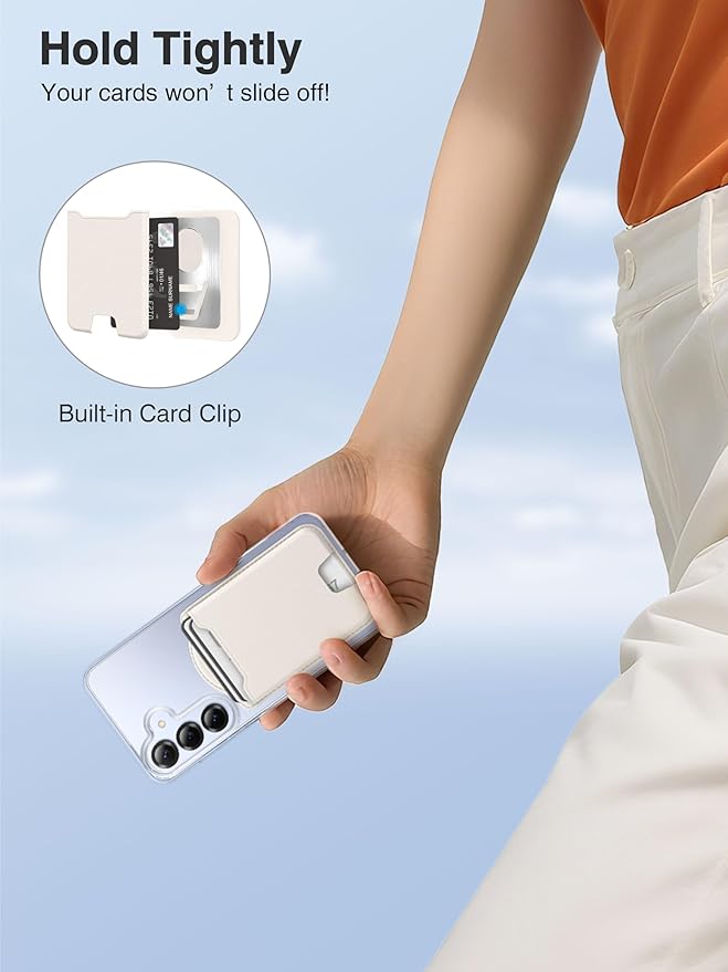 TopMade for MagSafe Wallet, Magnetic Wallet for Samsung Galaxy S25/S24 Series and Galaxy Z Fold 7 with Magnetic Case and iPhone 16/15/14/13/12 Series, Fits 4 Cards, Milky White