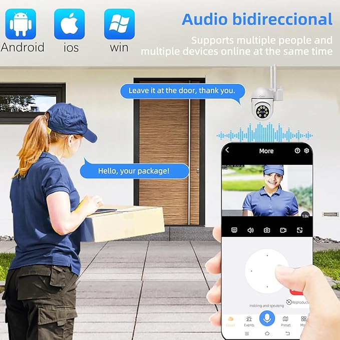 CKK 1080P Security Camera Wireless, 2 Pcs 2MP PTZ WiFi Home Camera (2.4G/5G Dual-Band), 360° Pan/Tilt, Color Night Vision, Motion Alerts, 2-Way Audio, Compatible with Alexa, SD/Cloud Storage