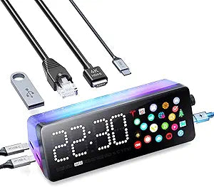 Laptop Docking Station, 7-in-1 USB C Docking Station with Screen, Multiple Built-in Apps, USB C Dock with HDMI 4K@60Hz, 90W Max Power Delivery, 1 Gbps Ethernet, Multiport Adapter for Dell/HP/MacBook