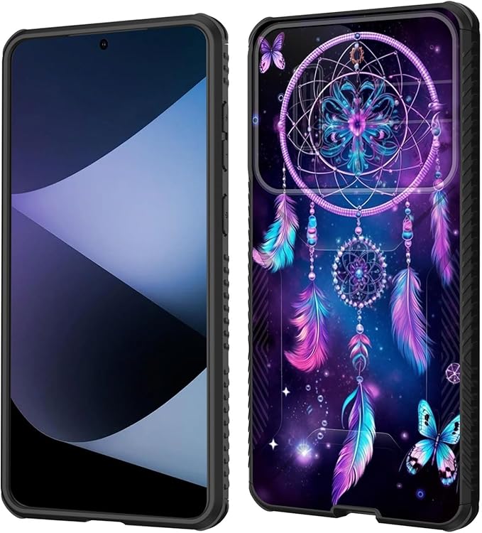 for Galaxy S25 Edge Case Built in Slide Camera Lens Cover,Heavy Duty Shockproof Protection Dual Layer Case for Samsung Galaxy S25 Edge 2025,Butterfly Dream Catcher