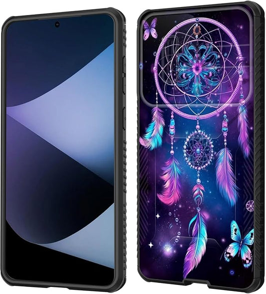 for Galaxy S25 Edge Case Built in Slide Camera Lens Cover,Heavy Duty Shockproof Protection Dual Layer Case for Samsung Galaxy S25 Edge 2025,Butterfly Dream Catcher