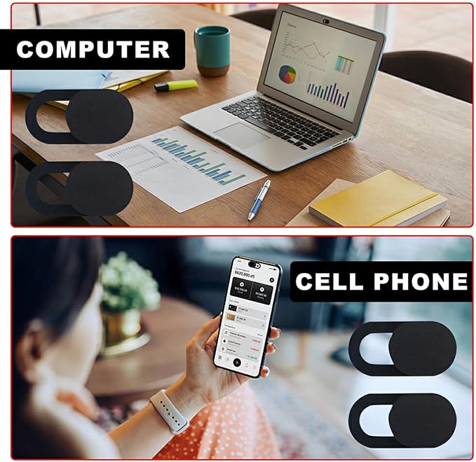 10Pcs Webcam Cover Slide, Thin Web Camera Covers, Laptop Camera Cover Slide, Computer Camera Cover, Camera Blocker for Macbook Pro/iMac/Laptop/PC/iPad Pro/iPhone, to Protect Privacy and Security