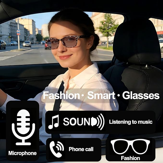 AI Smart Wireless Bluetooth Translation Glasses for Men/Women with Speakers/Bluetooth&140+ Languages Translation Sports/Travel/Drive/Busniess (C3+AI+Color Change Lenses+Daimao)