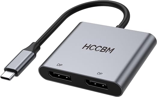 USB C to Dual DisplayPort(DP) Adapter Splitter 8K, Type C to 2 DP Dongle